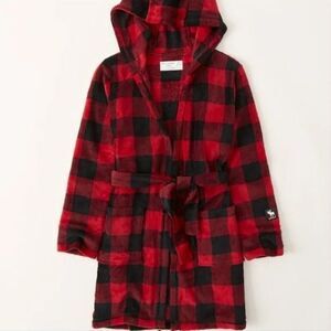 New Abercrombie Kids - 5/6, 7/8 - Cozy Hooded Buffalo-Check Robe